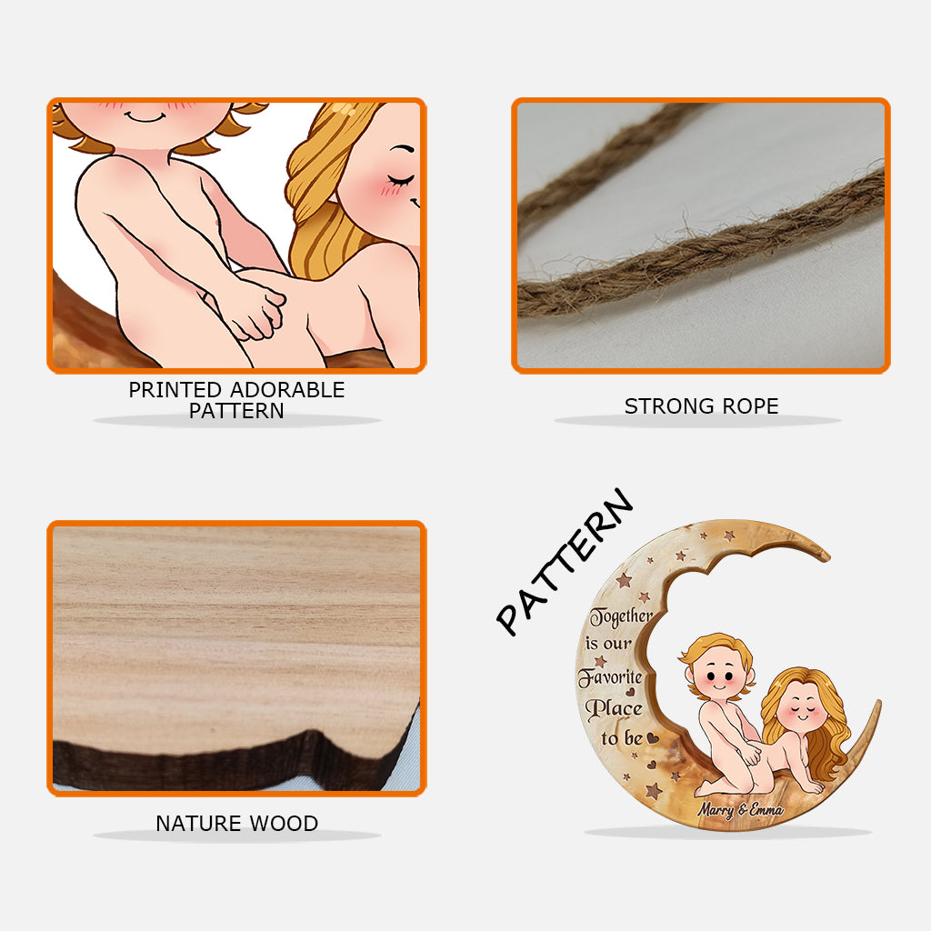 « Notre endroit préféré, c'est d'être ensemble » - Panneau en bois personnalisé pour couple