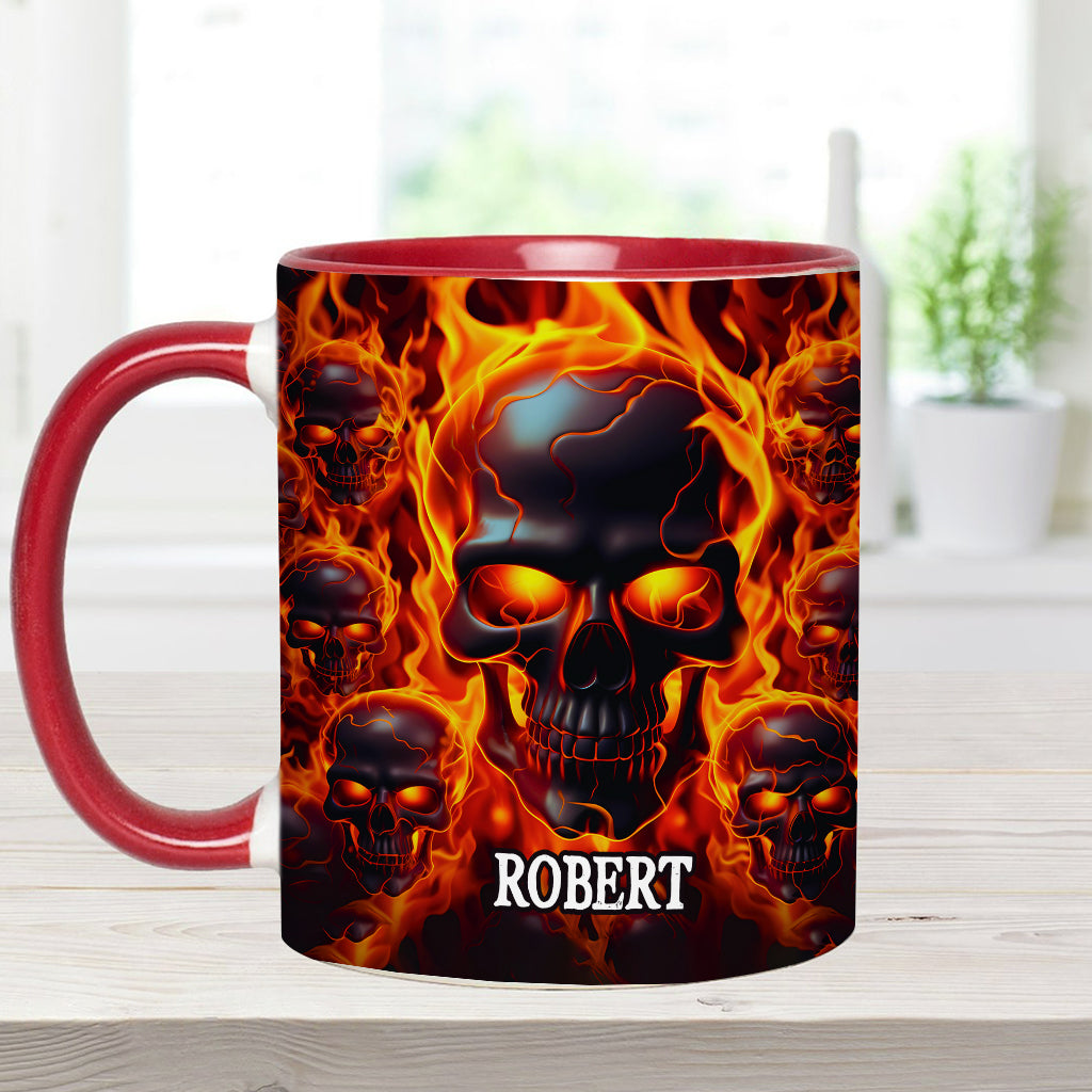 Mug personnalisé « Crâne fondu en feu » - Tête de mort fondue