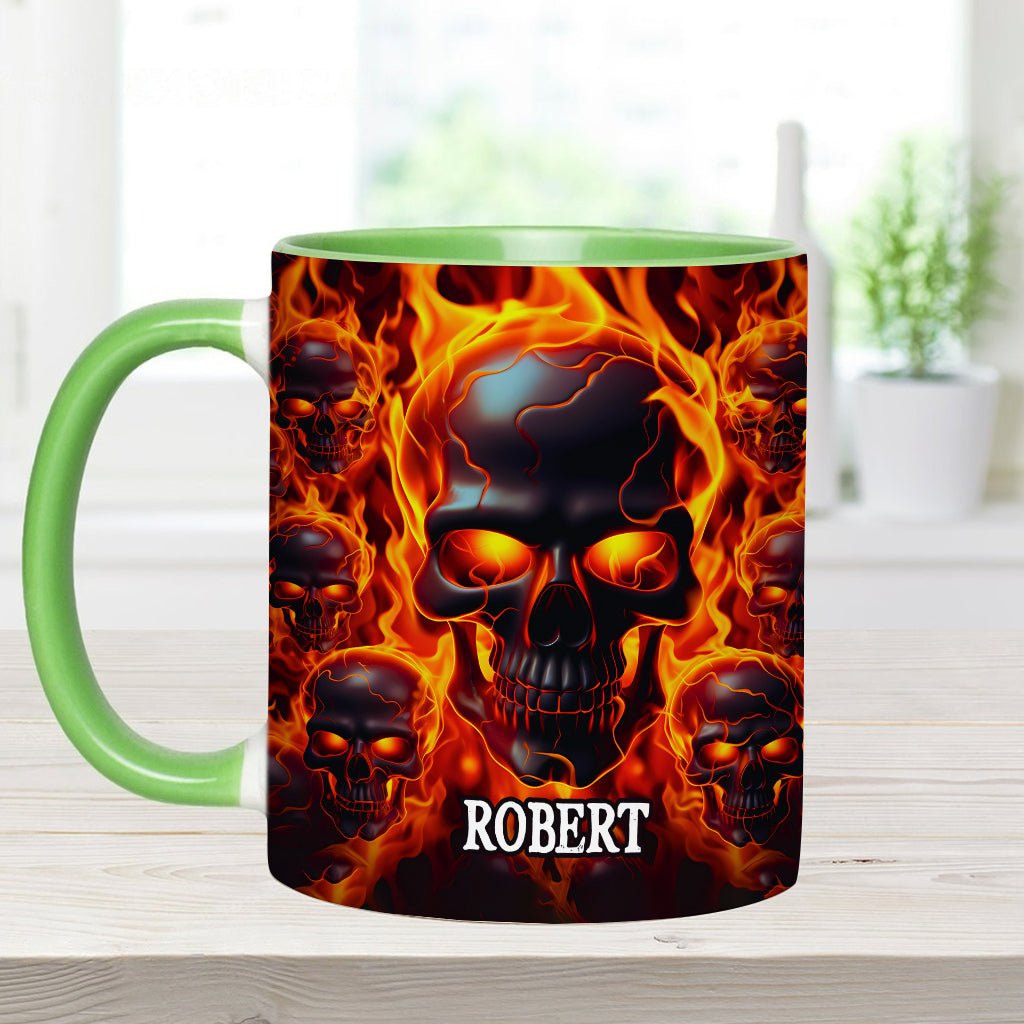 Mug personnalisé « Crâne fondu en feu » - Tête de mort fondue