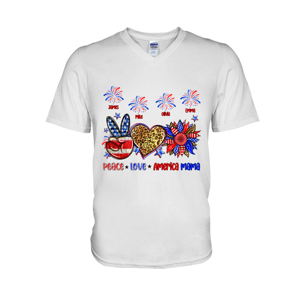 T-shirt et sweat à capuche personnalisés « Paix, Amour, Mamie Américaine, Maman » (tous titres) - Maman