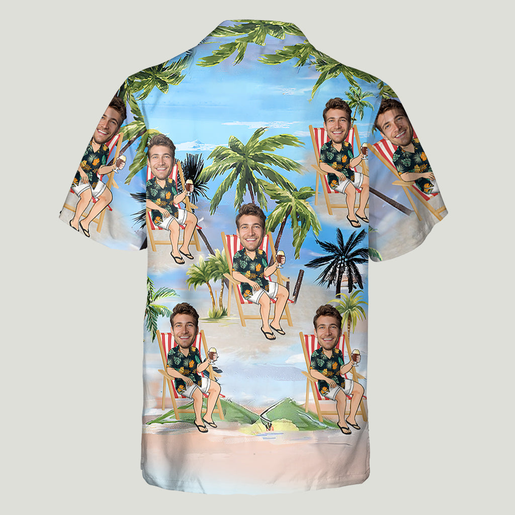 Chemise hawaïenne personnalisée « Any Face Palm Tree » pour amoureux de la mer
