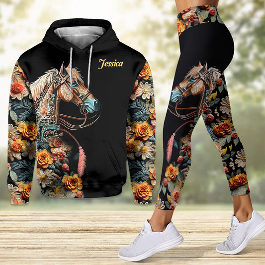 Passionnés de chevaux ? Sweat à capuche et legging personnalisés à motif cheval.