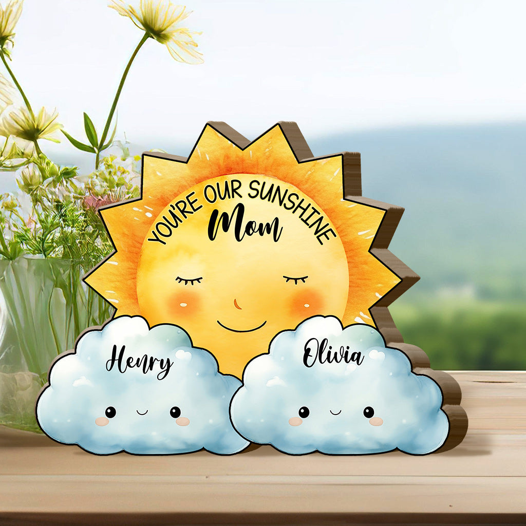 Mom You Are My Sunshine Sun And Clouds - Personalized Mother Shaped Wooden Puzzle
