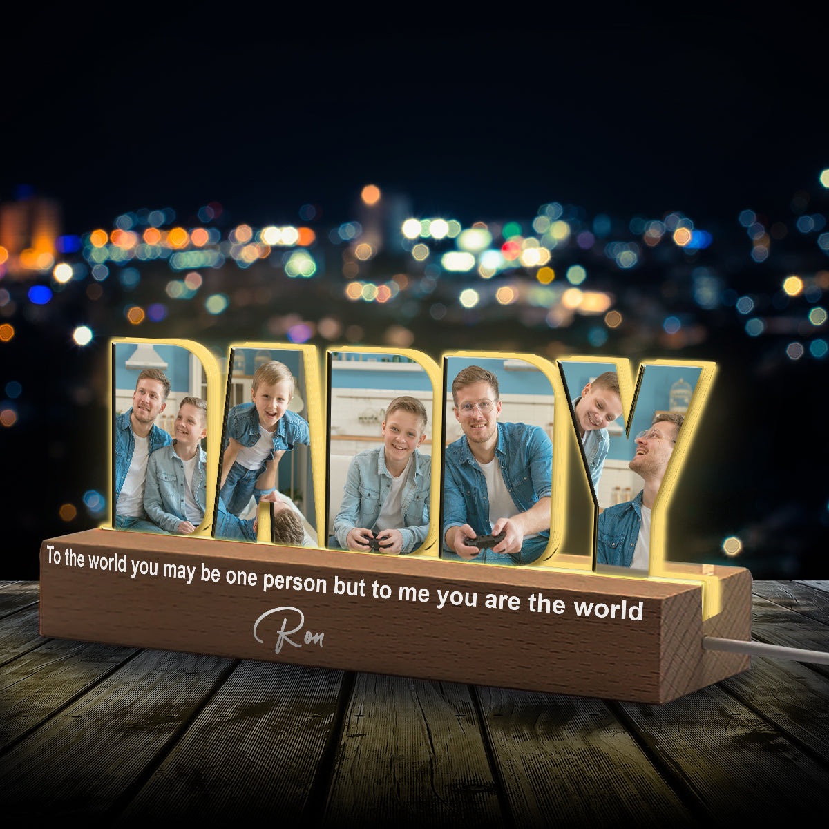 Dad Photo Collage - Personalized Father Custom LED Night Light