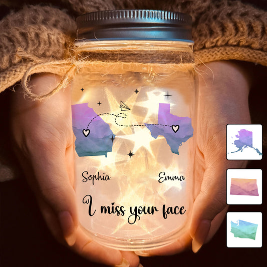 Ton visage me manque - Lampe personnalisée pour bocal Mason avec ma meilleure amie