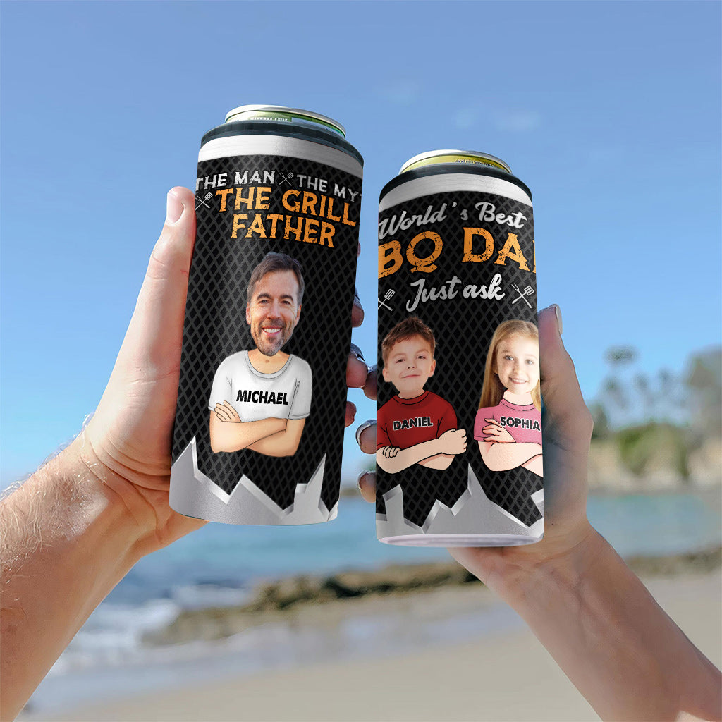 L'homme, le mythe, le papa barbecue - Refroidisseur de canettes personnalisé pour papa