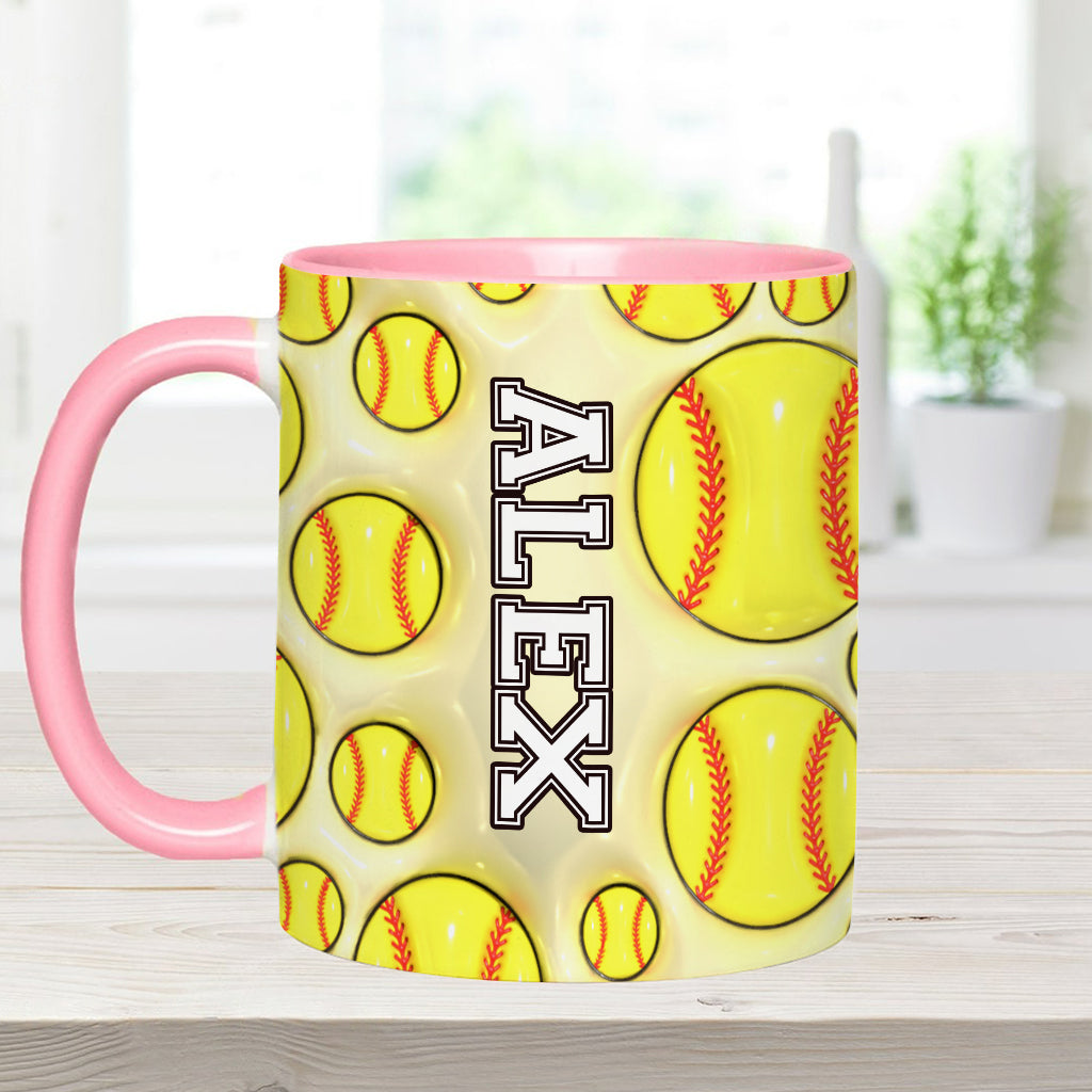 Softball Lovers - Personalized Softball Accent Mug