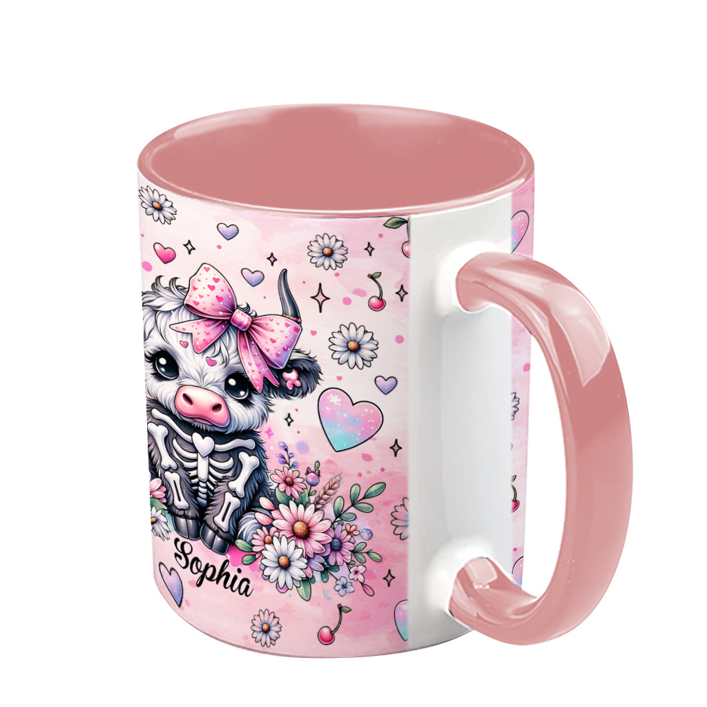 Mug personnalisé « Vache des Highlands d'Halloween mignonne et effrayante »