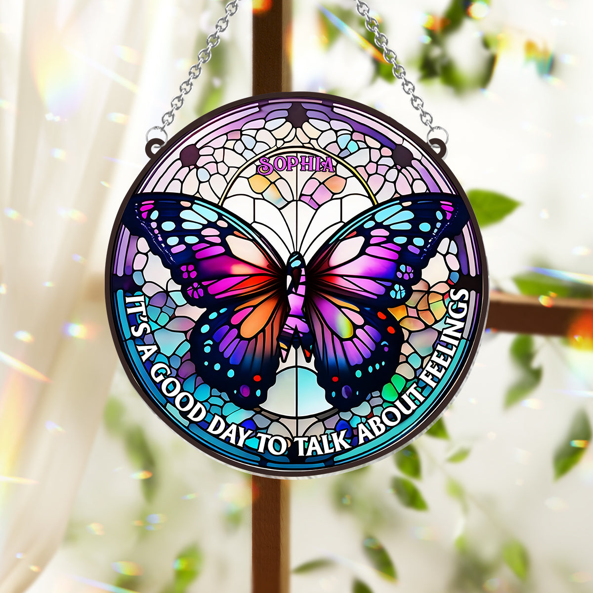 C'est le jour idéal pour parler de ses sentiments - Décoration attrape-soleil personnalisée à suspendre à la fenêtre 