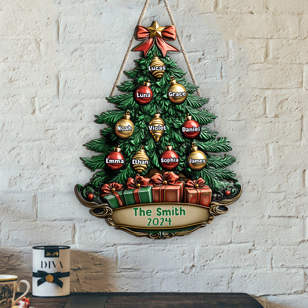 Joyeux Noël - Panneau en bois personnalisé pour la famille