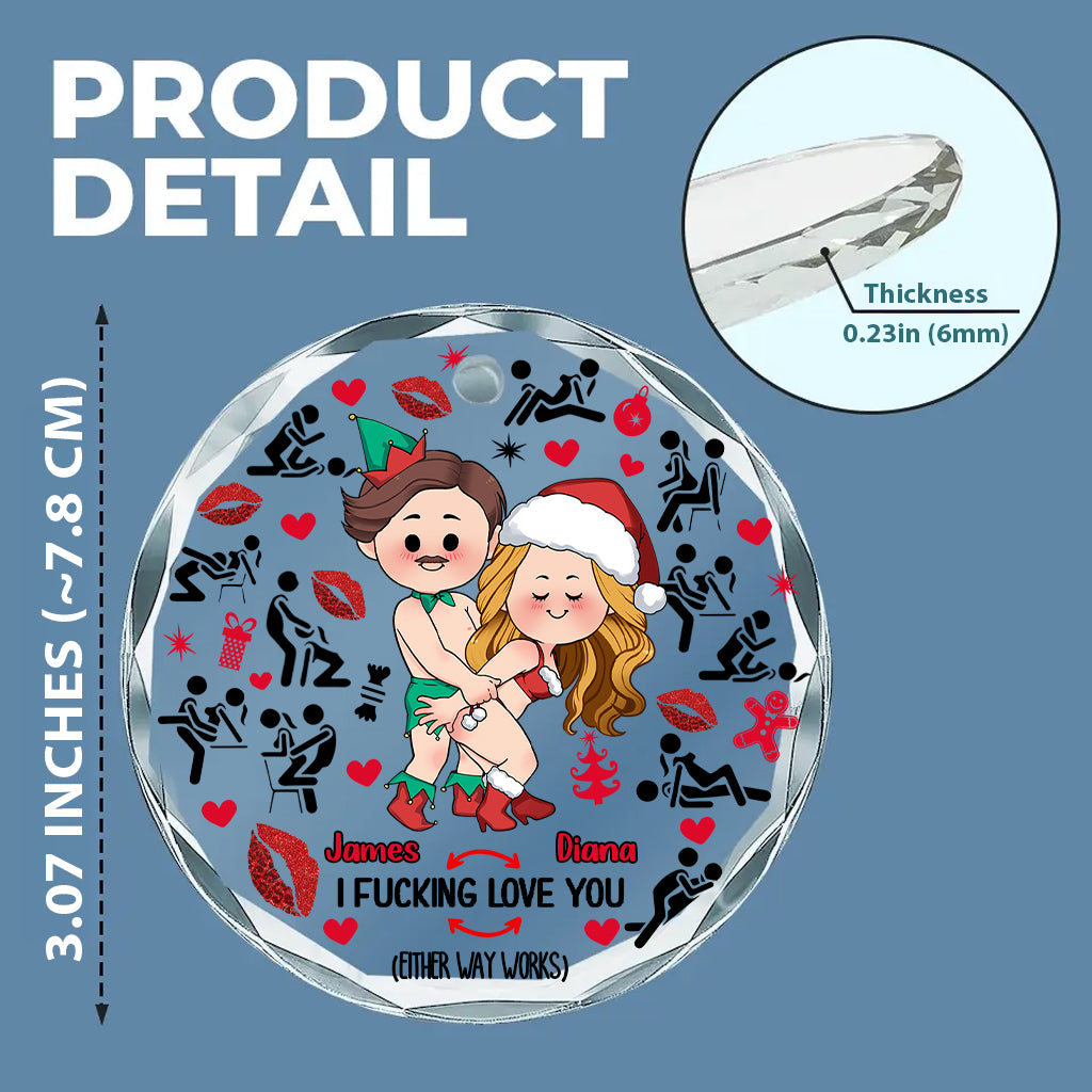 Je t'aime putain - Ornement en verre rond personnalisé pour couple