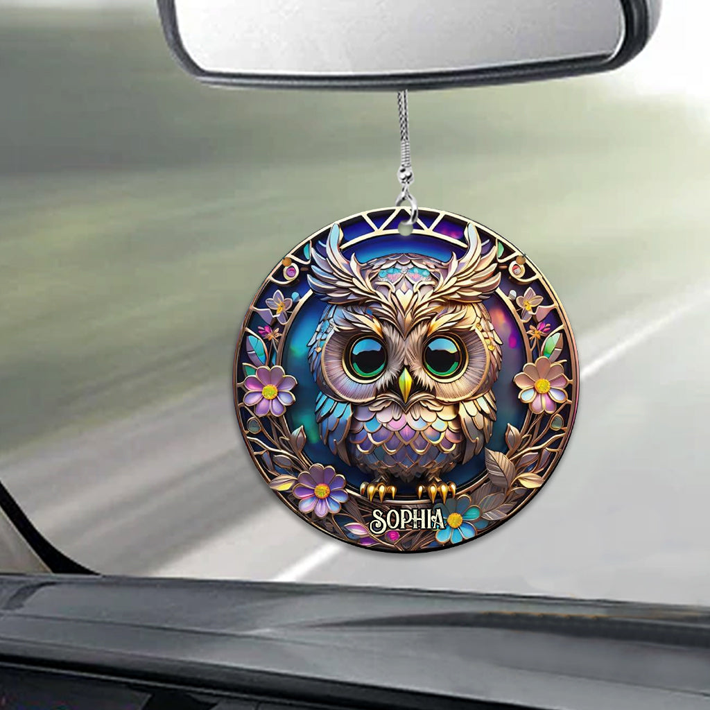 Hibou coloré - Ornement de voiture hibou personnalisé