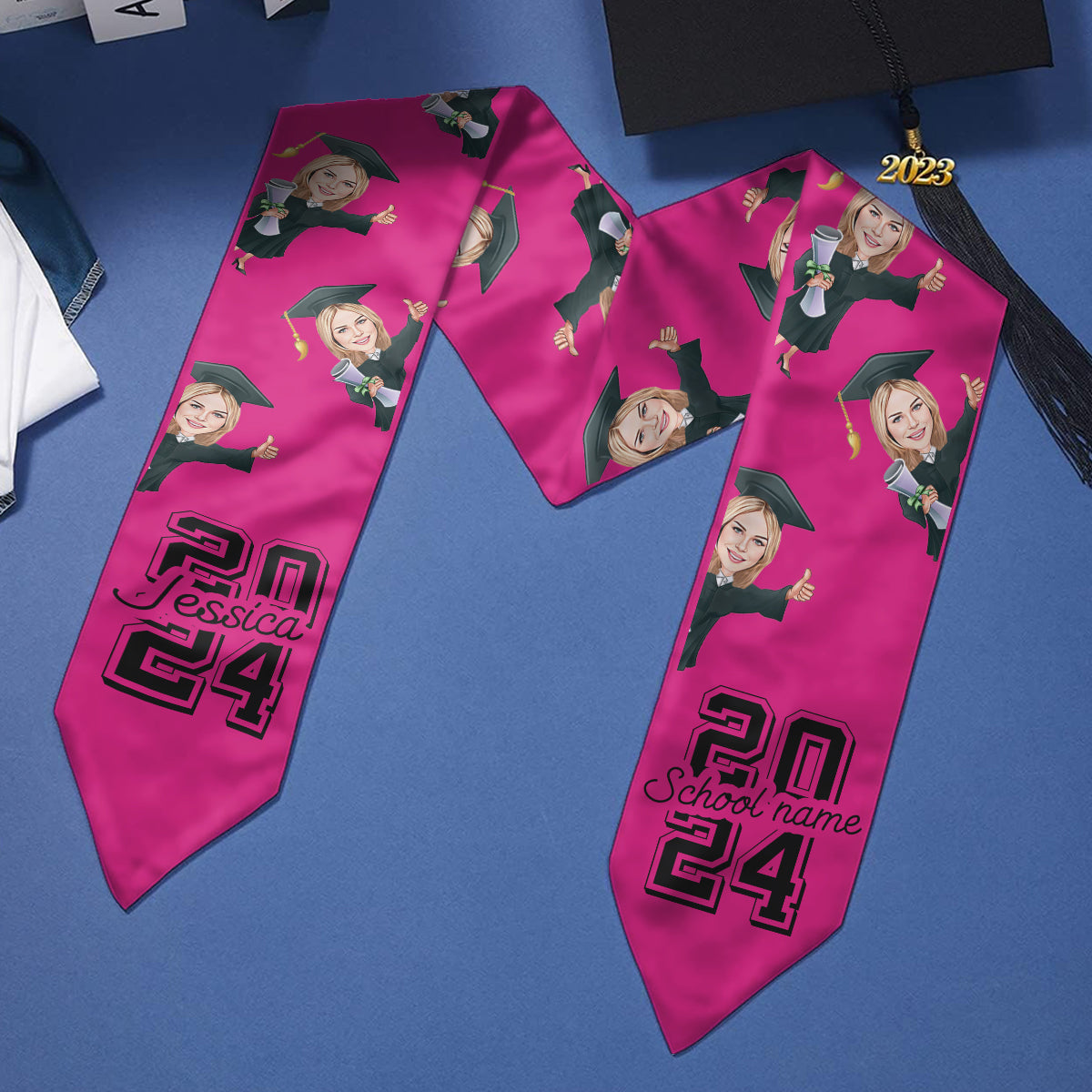 Caricature Funny Character - Personalized Graduation Graduation Stole