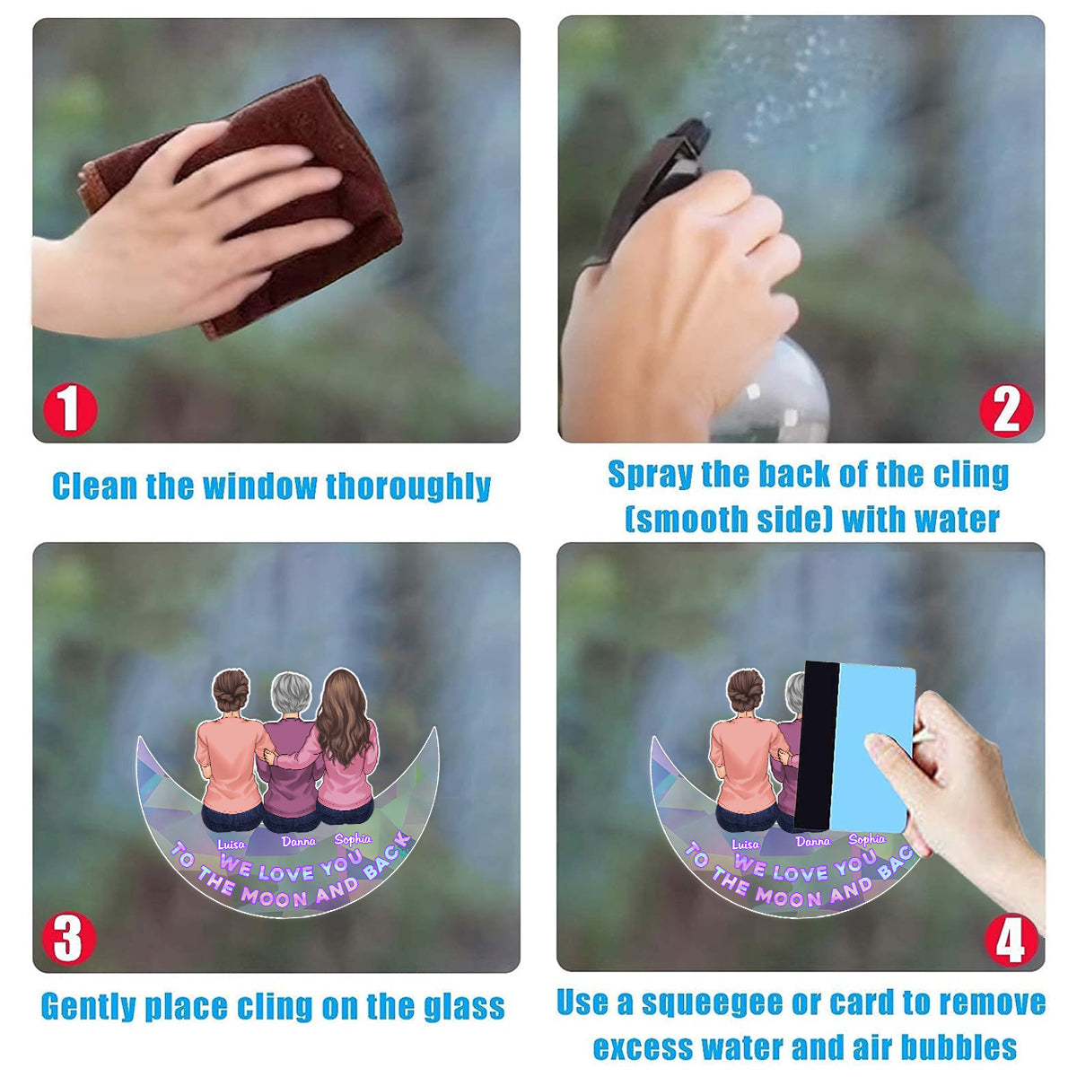 Je t'aime jusqu'à la lune et retour - Autocollant attrape-soleil personnalisé pour maman