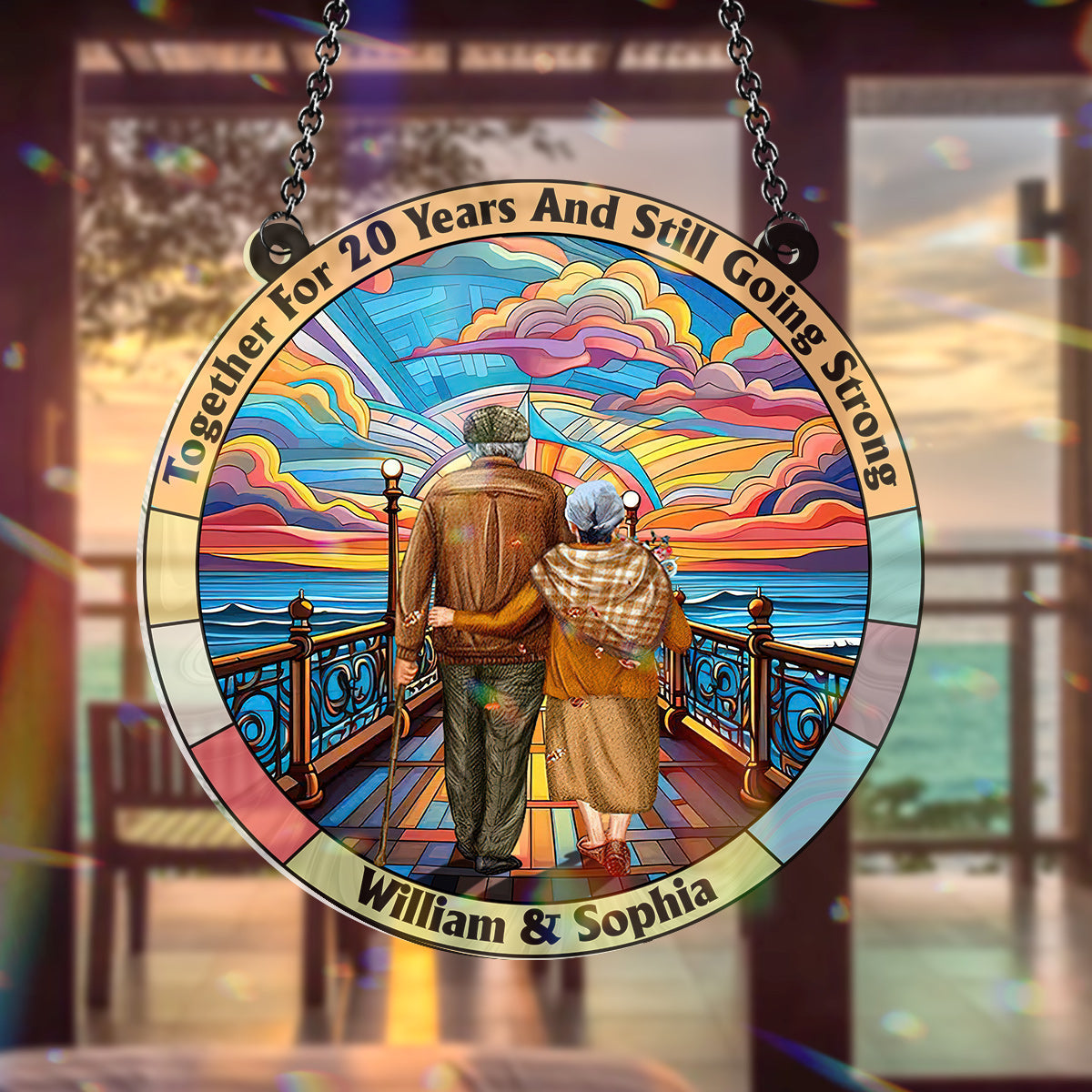 De notre premier baiser à notre dernier souffle - Attrape-soleil personnalisé pour couple, à suspendre à la fenêtre 