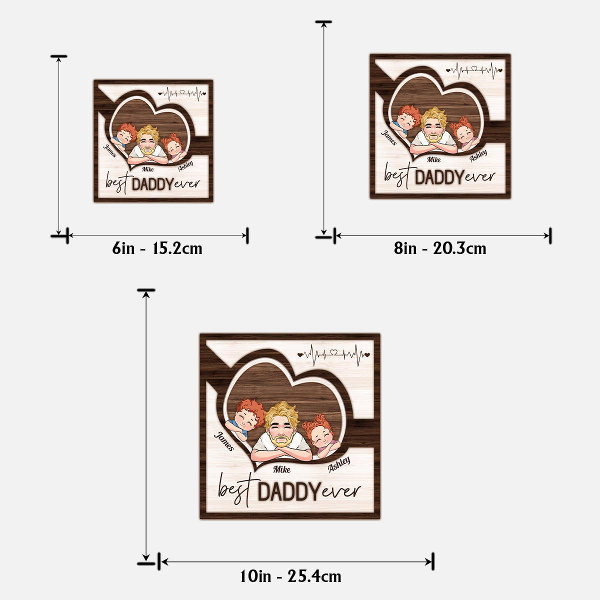 Best Dad Ever - Personalized Father 2 Layered Wood Sign / Wood Plaque