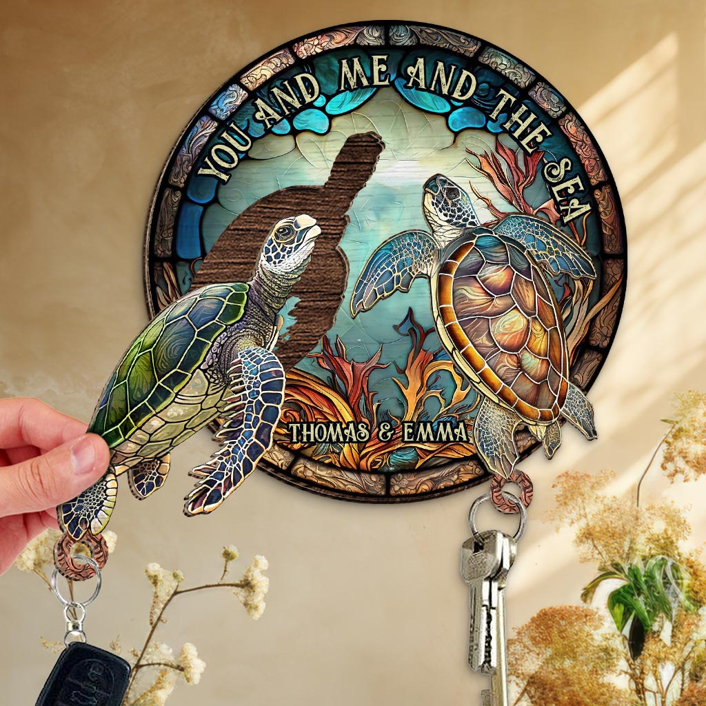 Toi, moi et la mer - Porte-clés tortue personnalisé