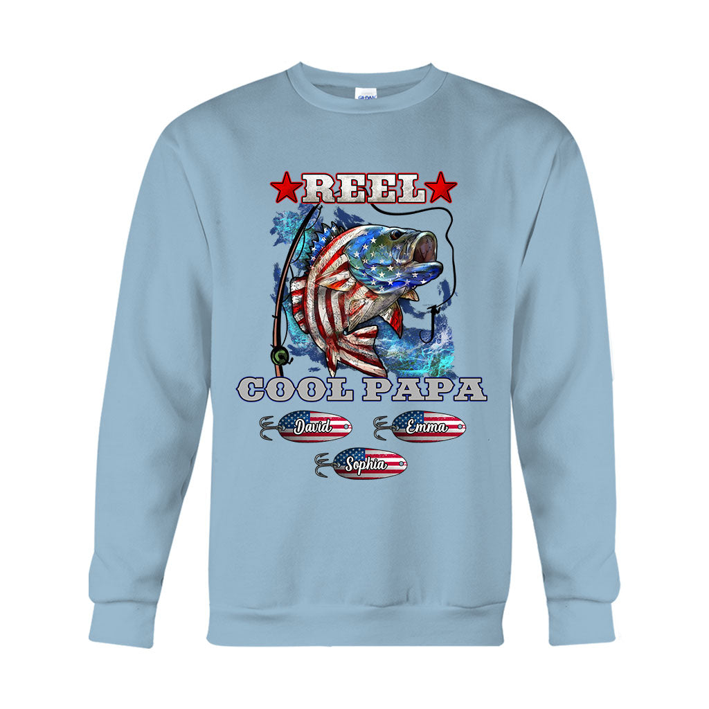 Reel Cool Papa Dad Uncle - Personalized Fishing T-shirt And Hoodie