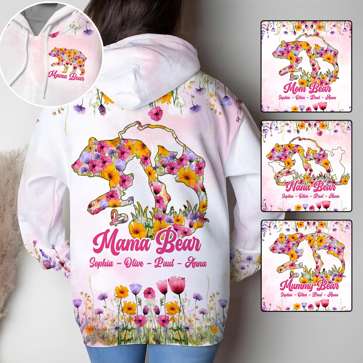 T-shirt personnalisé « Maman Ours » - T-shirt intégral pour maman