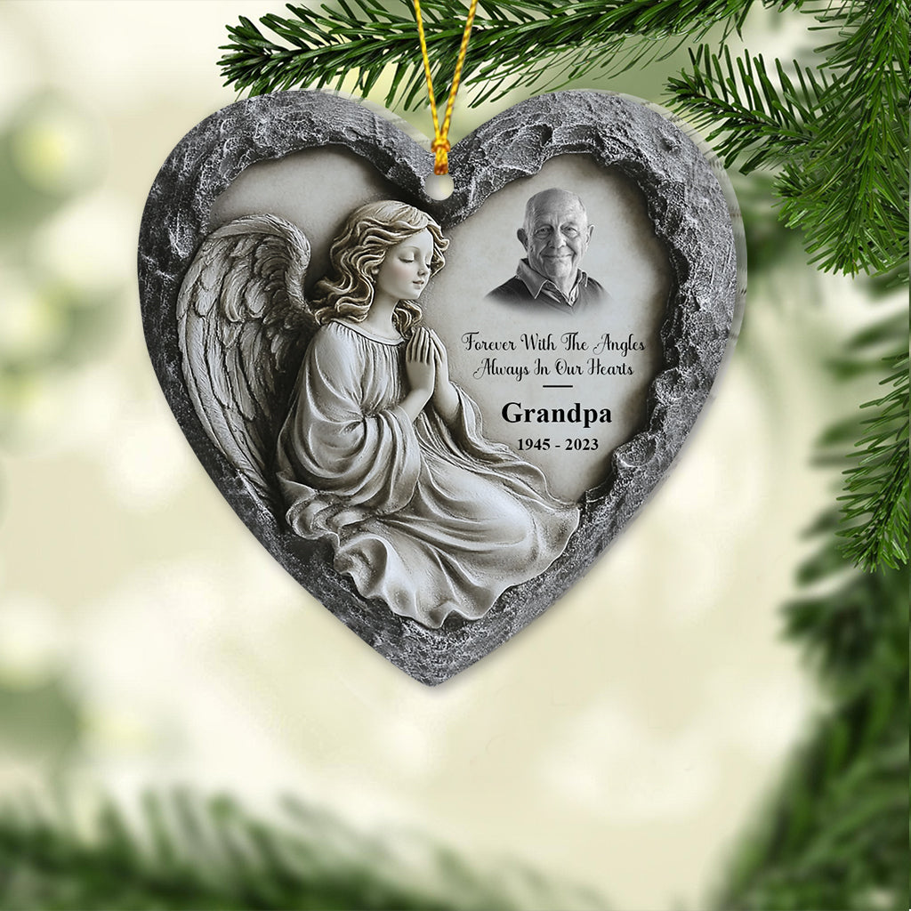 Forever With The Angles, Always In Our Hearts - Personalized Memorial Ornament