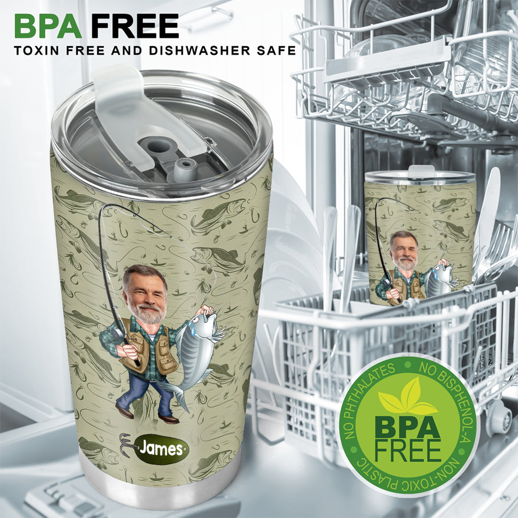 Gobelet isotherme de pêche personnalisé avec caricature humoristique