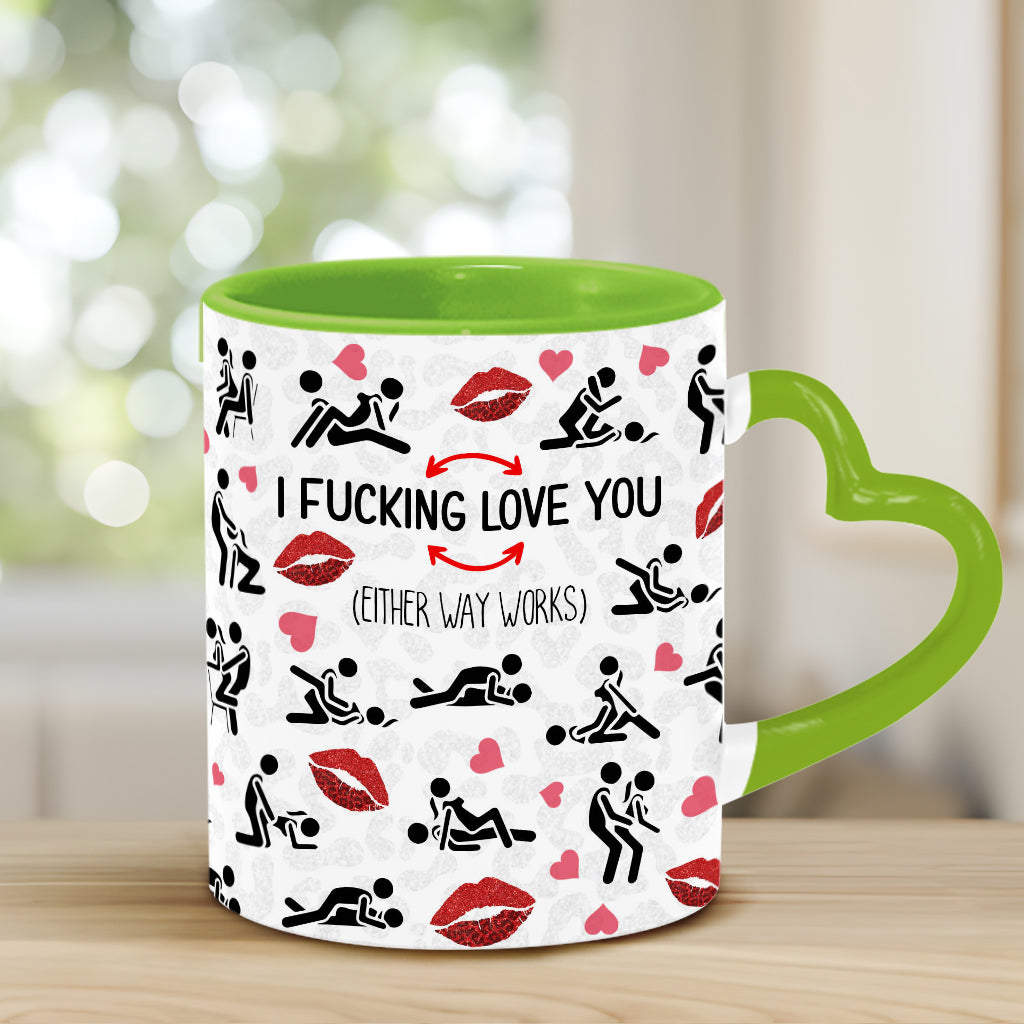 Je t'aime - Mug personnalisé pour couple avec anse en forme de cœur