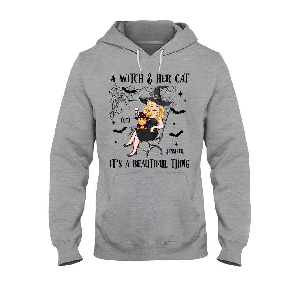 A Witch And Her Cat - Personalized Witch T-shirt And Hoodie