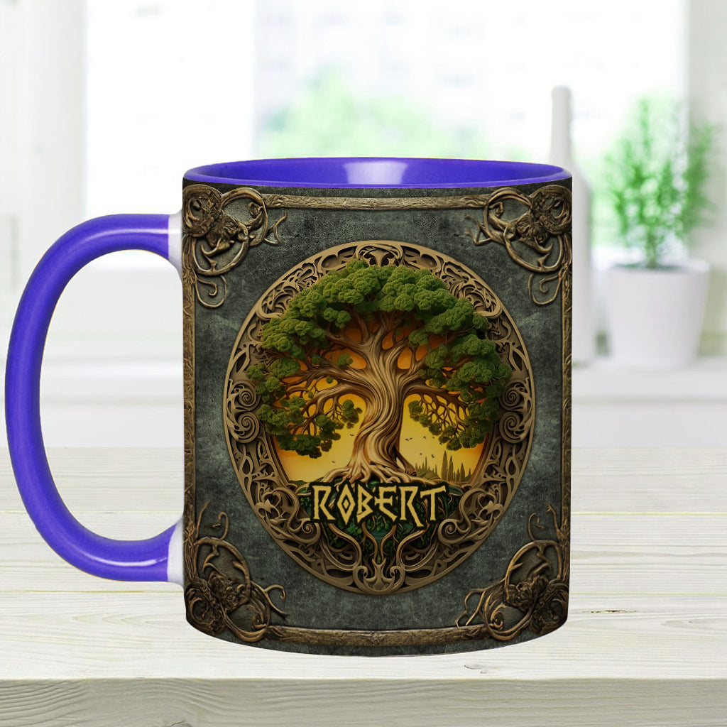 Mug personnalisé style rustique inspiré de la mythologie scandinave et de l'Arbre de Vie - Mug à accent irlandais