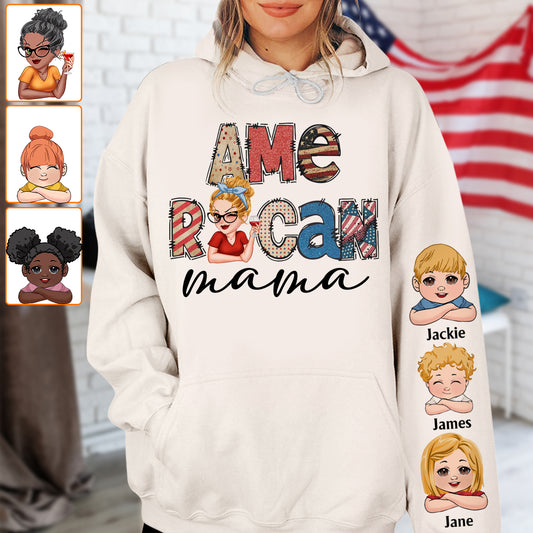T-shirt personnalisé « American Mama Any Title Vintage Retro Style » - T-shirt « Mère » intégral