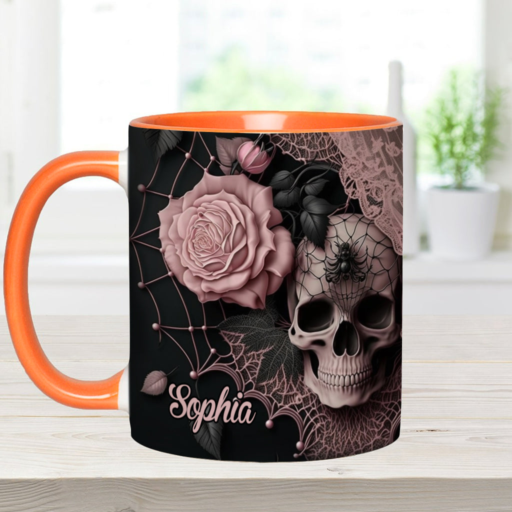 Mug personnalisé à motif de crâne et roses