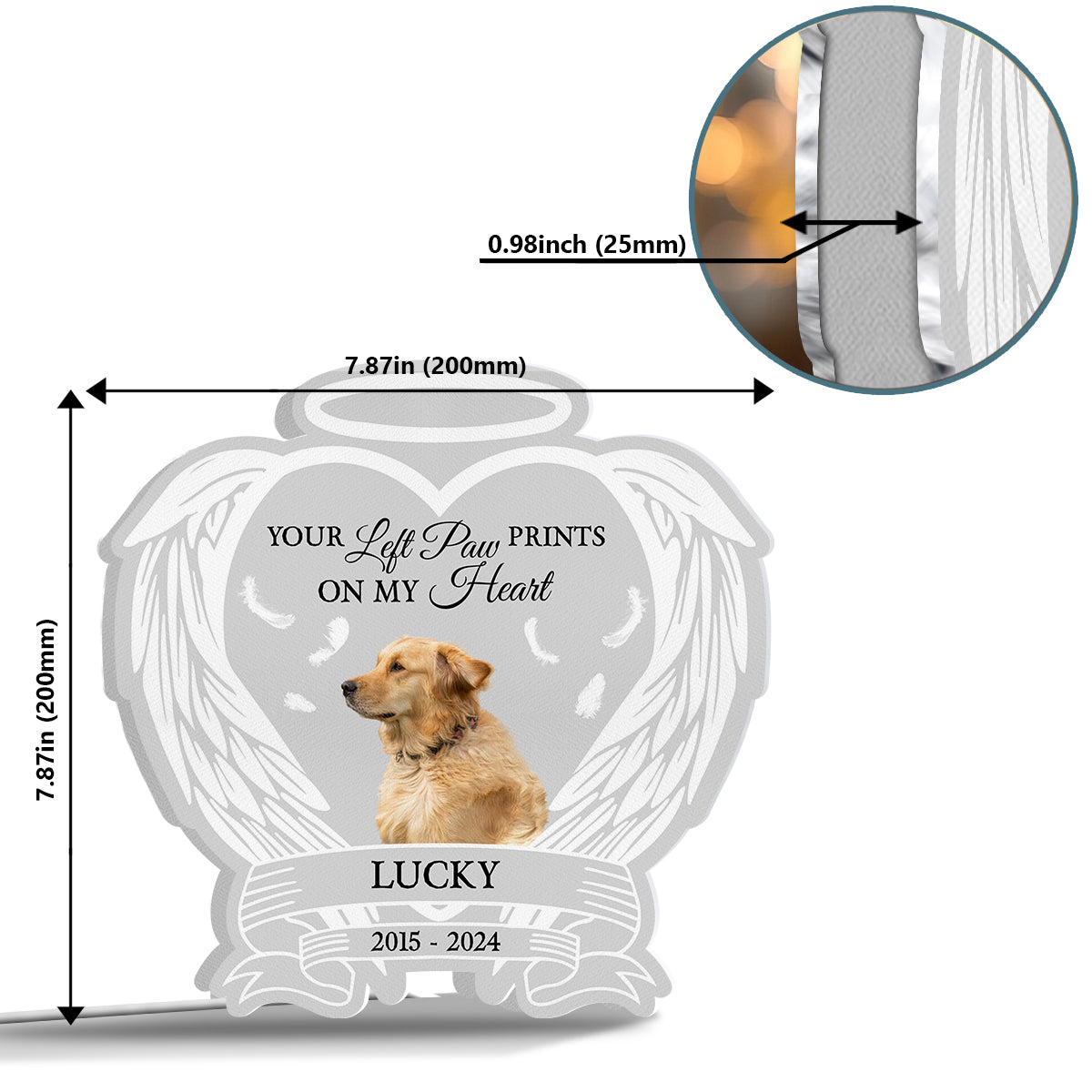 Tu as laissé des empreintes de pattes sur mon cœur - Boîte lumineuse photo personnalisée pour chien