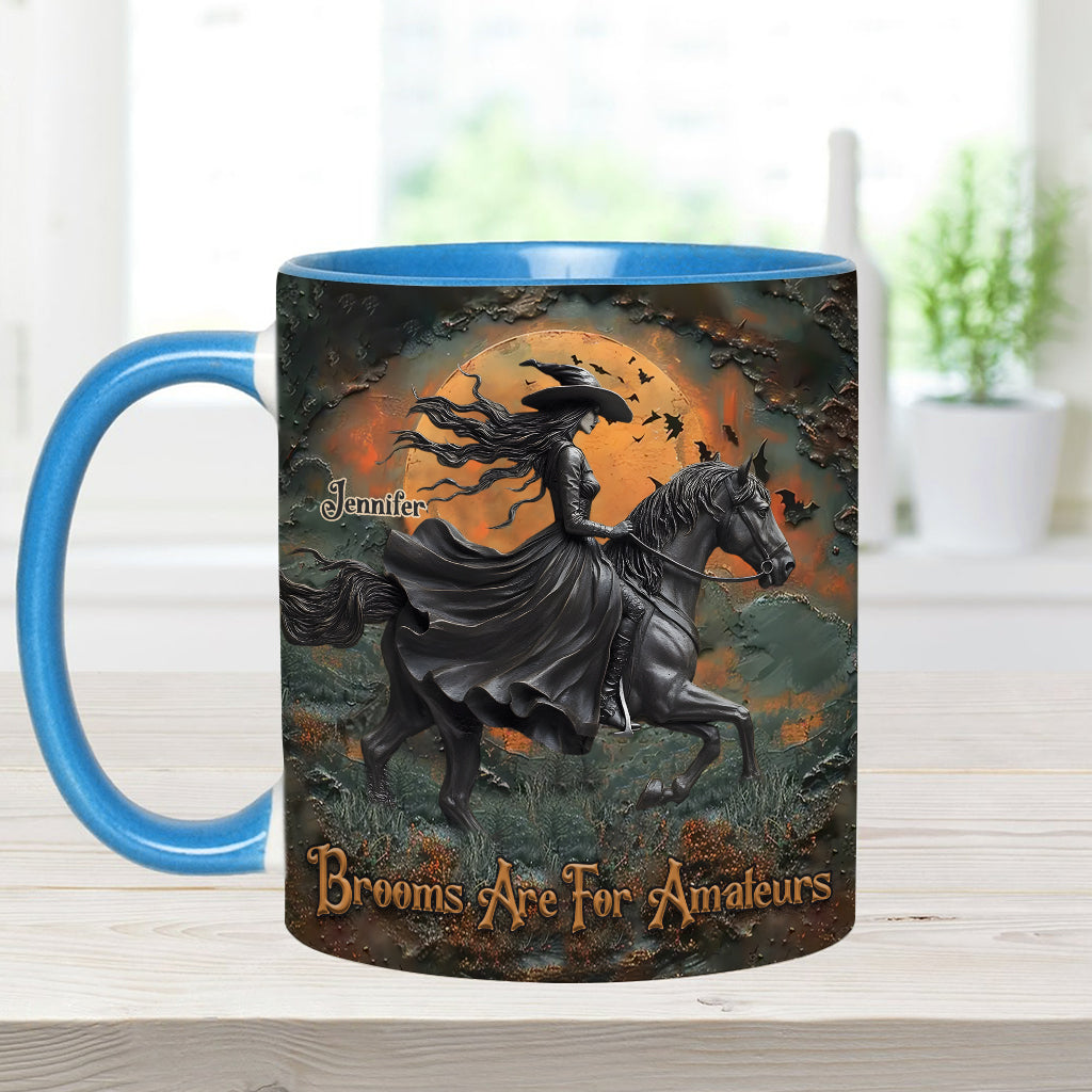 Brooms Are For Amateurs - Personalized Horse Accent Mug