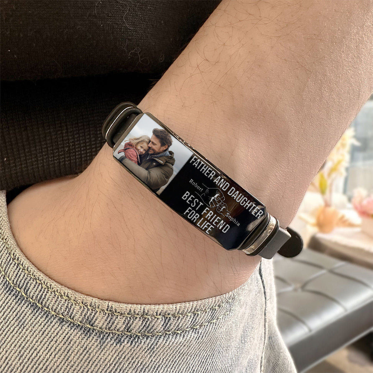Bracelet personnalisé gravé pour le père, la fille et le fils, meilleurs amis pour la vie