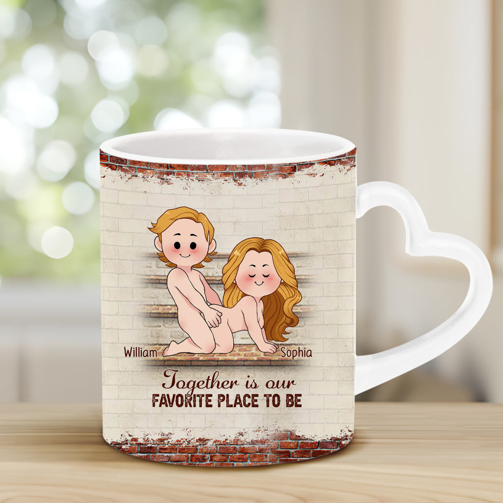 Je t'aime - Mug personnalisé pour couple avec anse en forme de cœur
