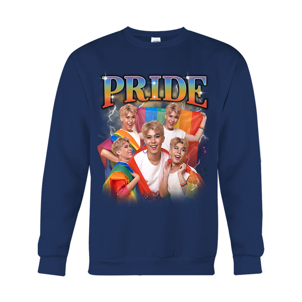 Photo personnalisée style rap bootleg Pride - T-shirt et sweat à capuche personnalisés pour soutenir la communauté LGBT