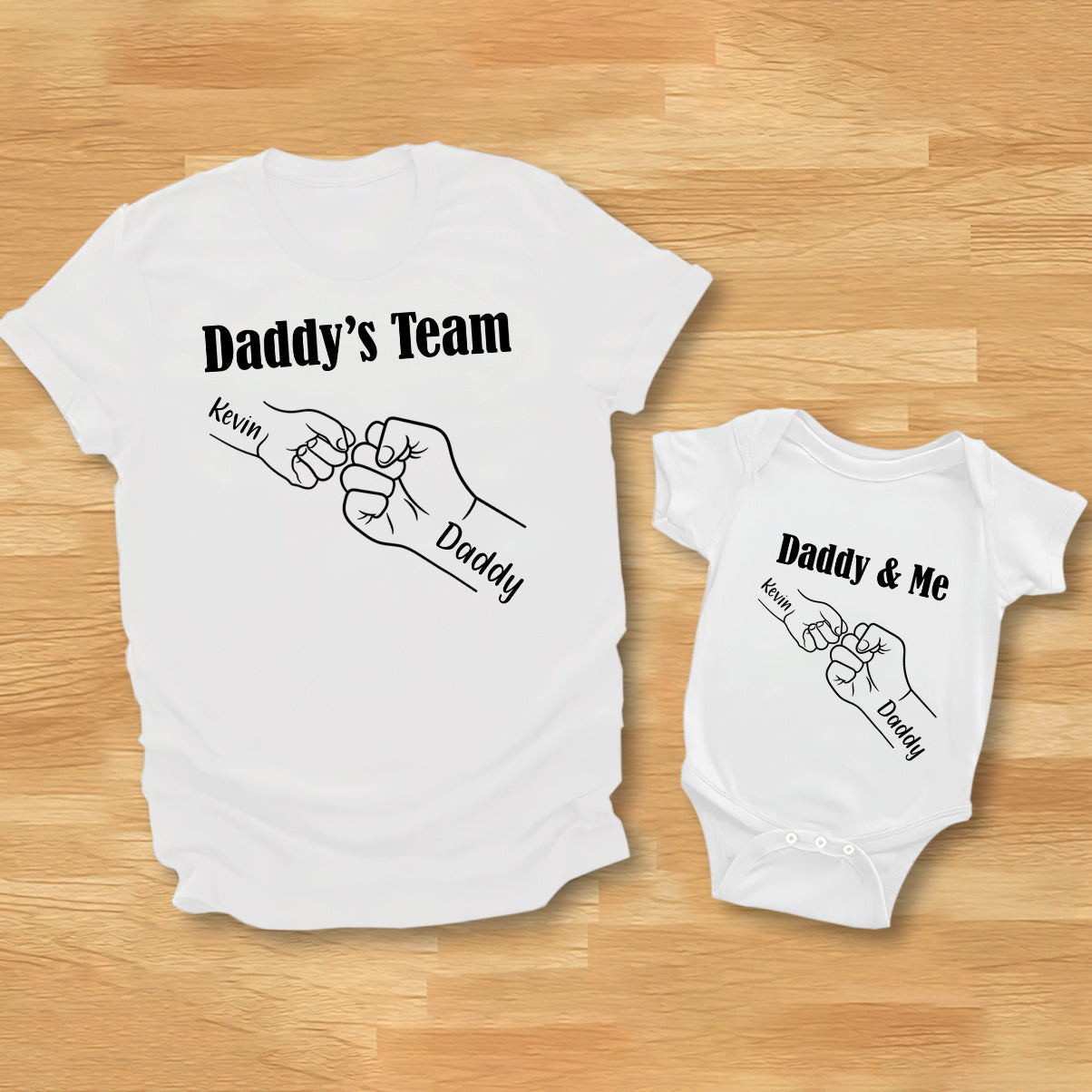Papa et moi - L'équipe de papa - T-shirt personnalisé pour papa et body pour bébé