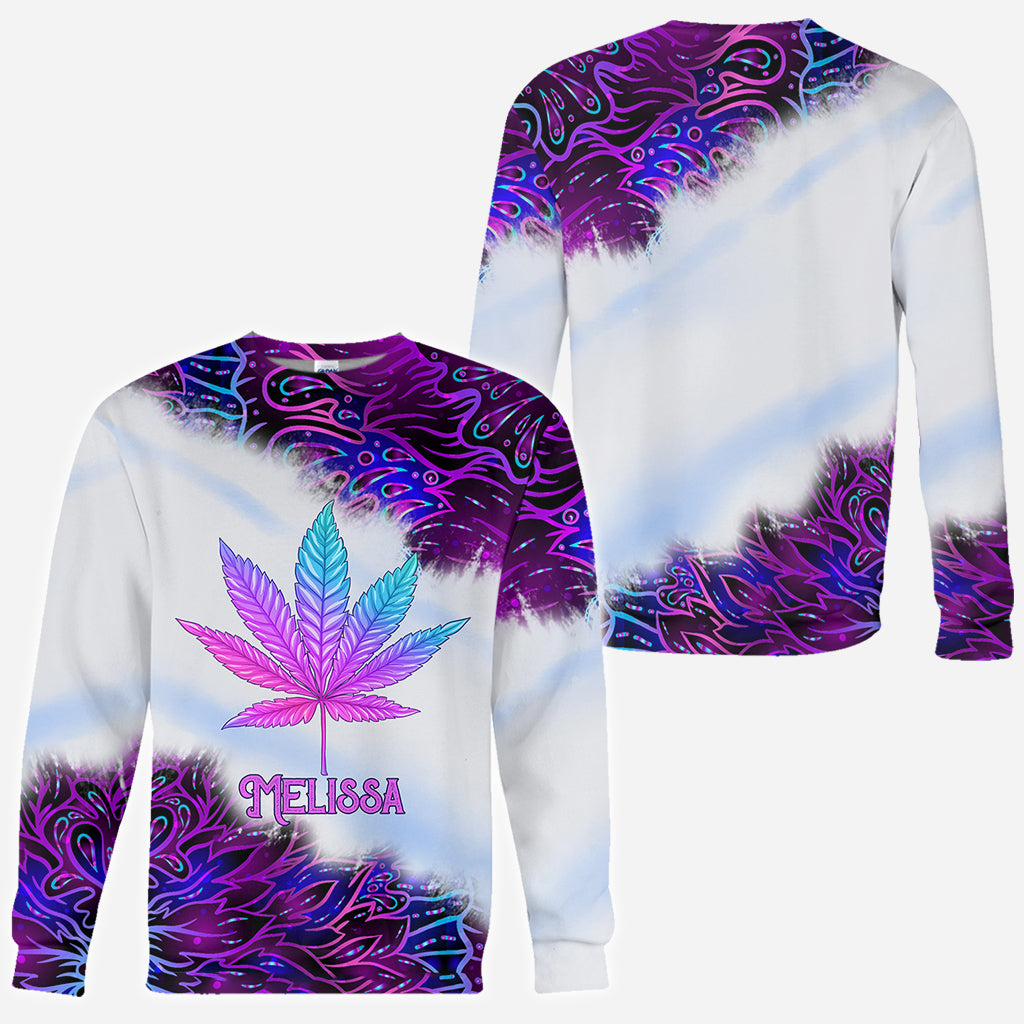 Purple Gradient Psychedelic Leaf - Personalized Weed All Over Shirt
