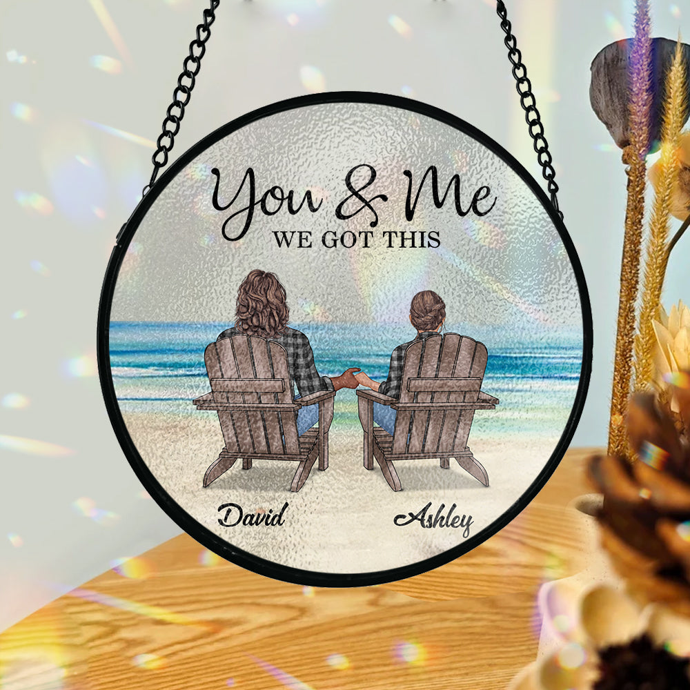 On gère ça - Attrape-soleil en vitrail personnalisé pour couple