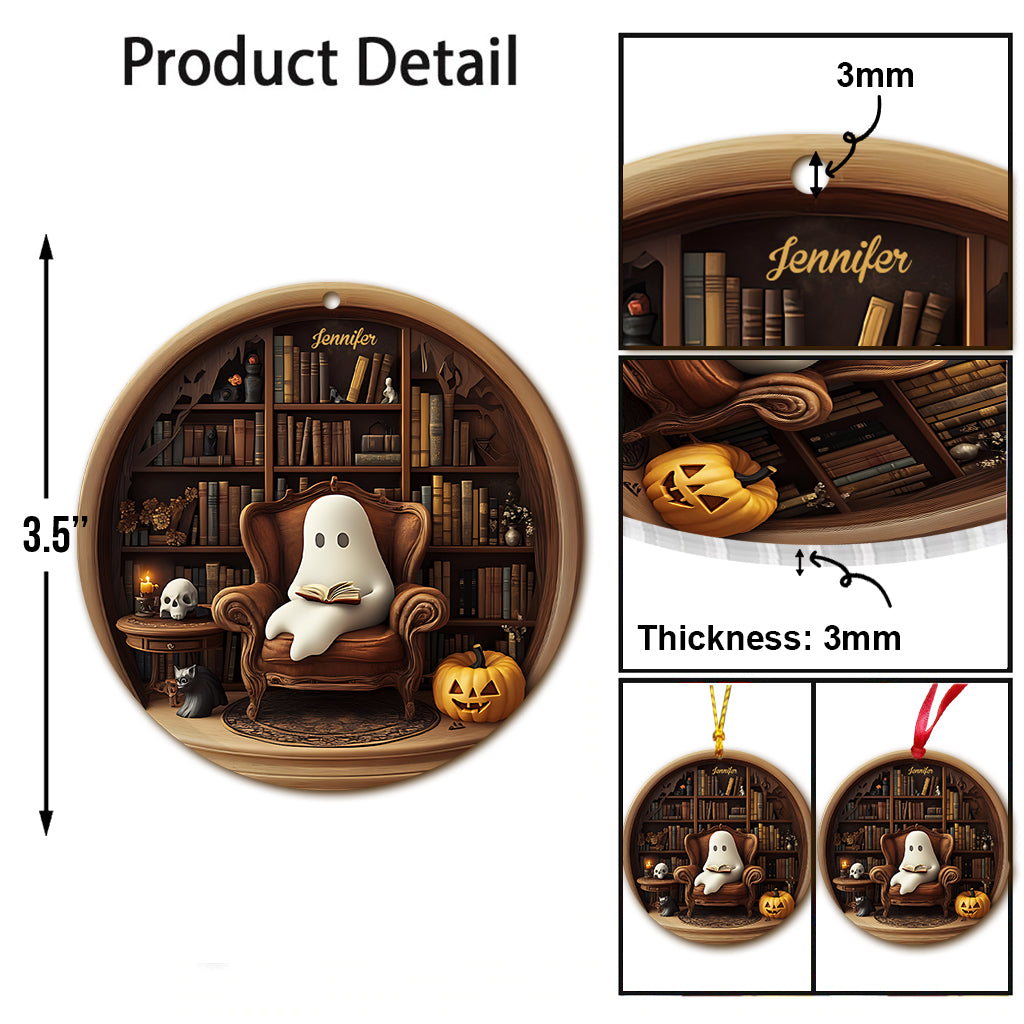 Spooky Ghost Reading Book - Personalized Book Ornament