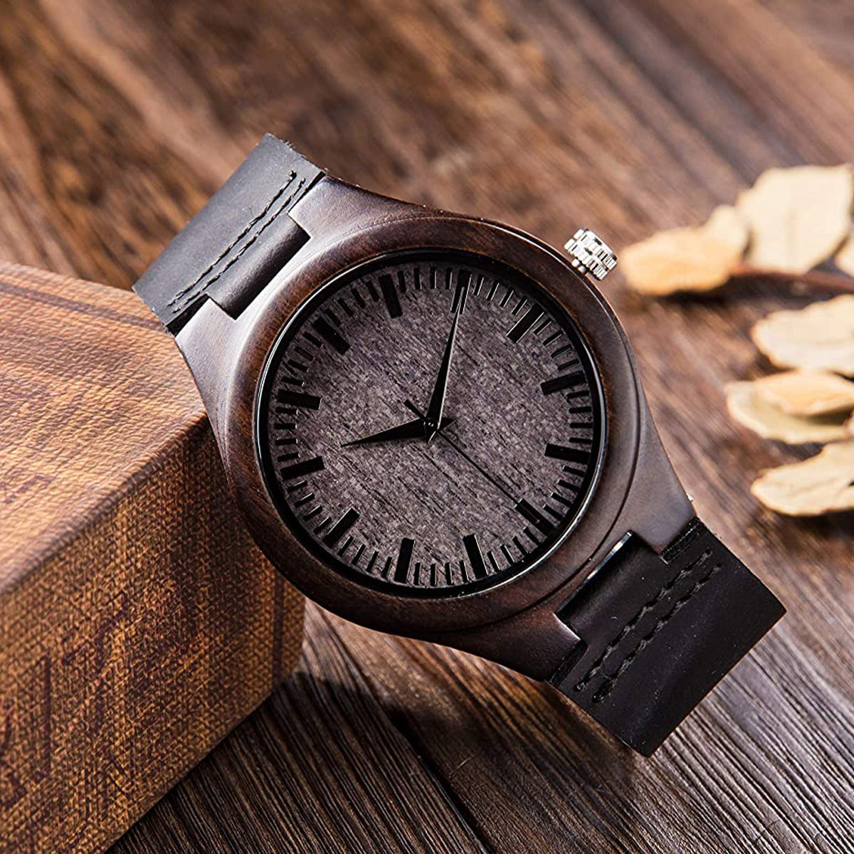 À mon fils - Montre en bois gravée personnalisée