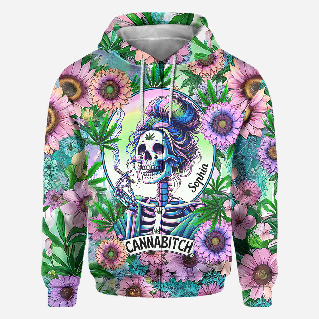 Cannabitch - T-shirt personnalisé avec motif cannabis intégral