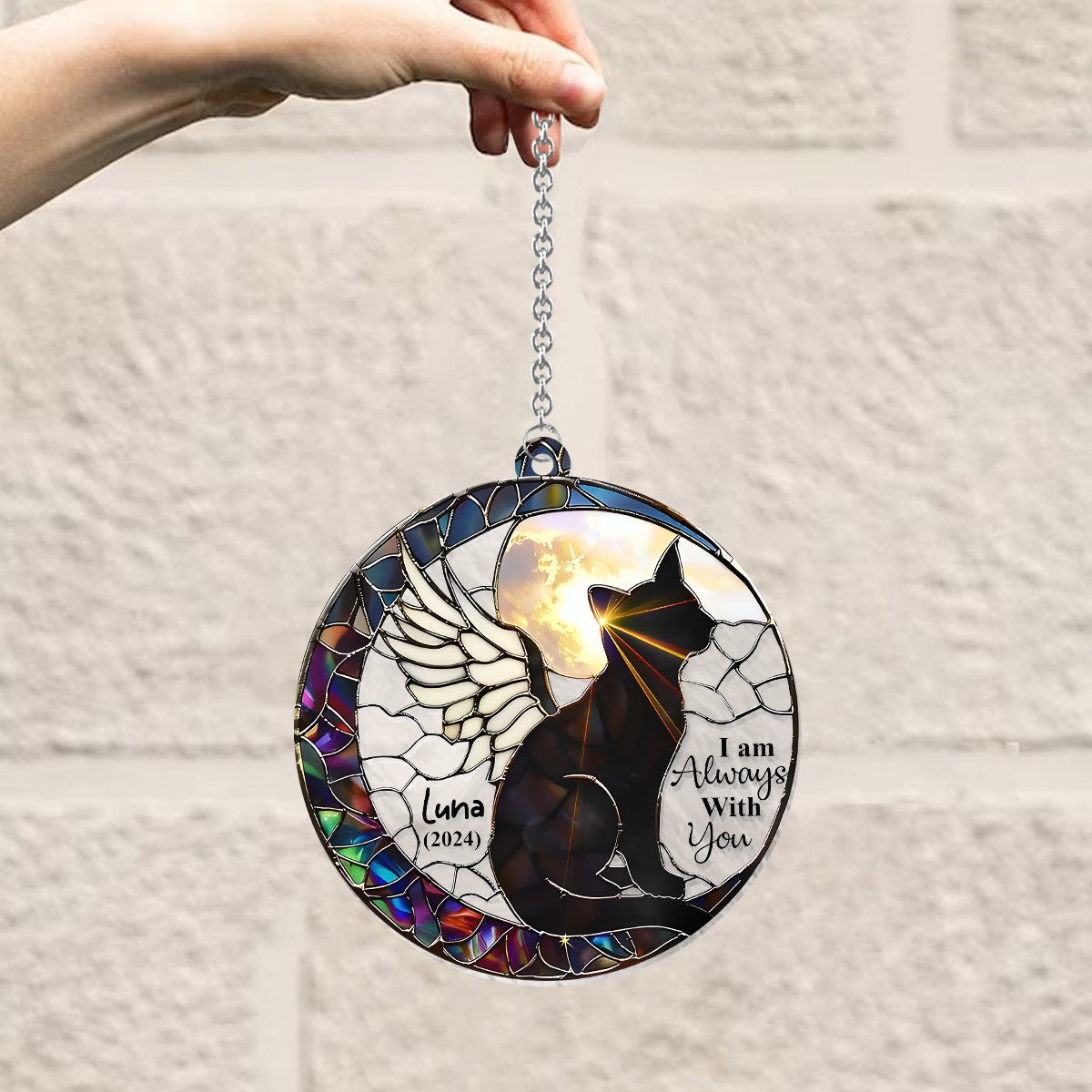 I Am Always With You - Personalized Cat Window Hanging Suncatcher Ornament