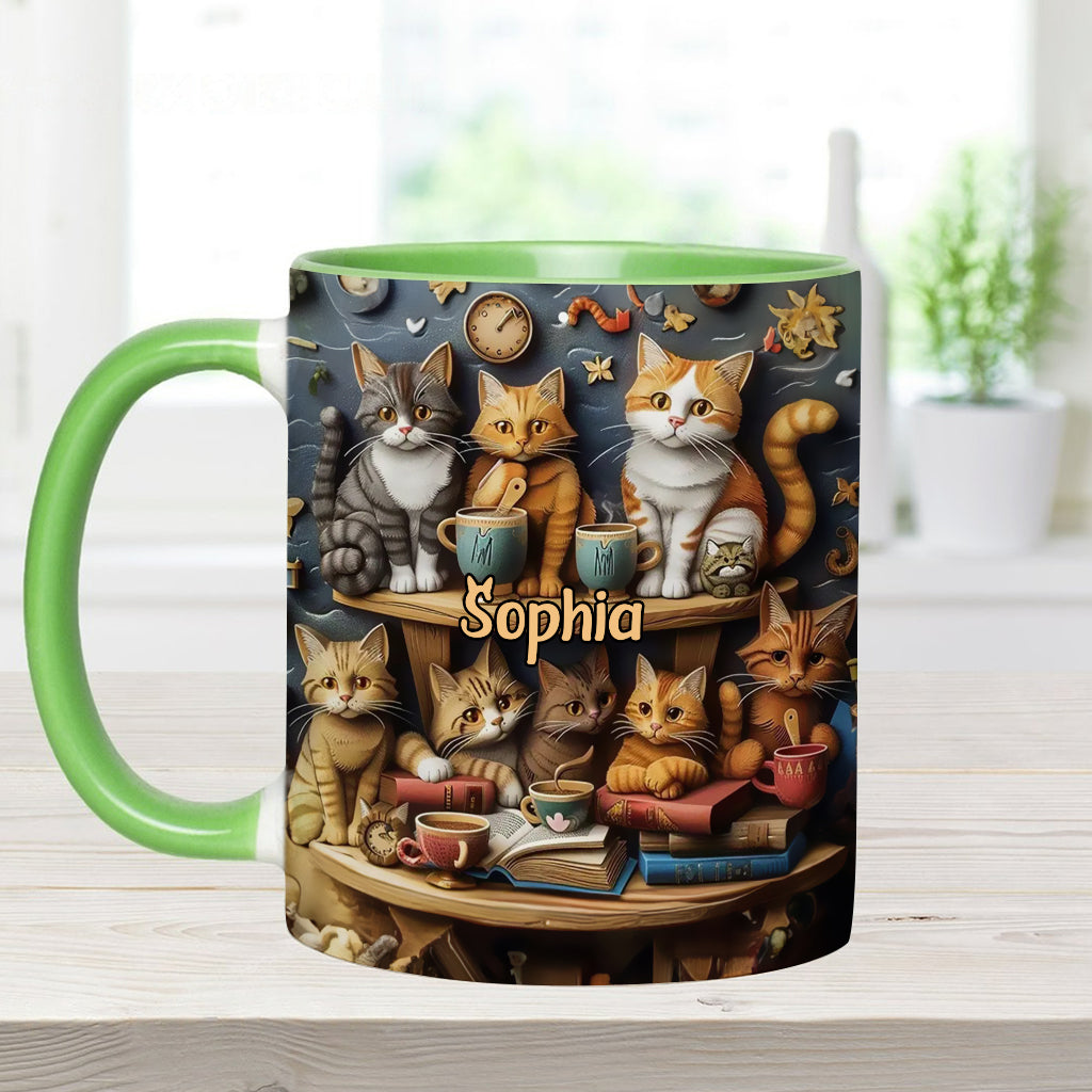 Mug personnalisé style vintage « Just Love Cats » avec motif chat