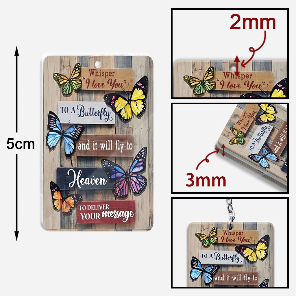 Murmure « Je t'aime » à un papillon - Porte-clés commémoratif personnalisé