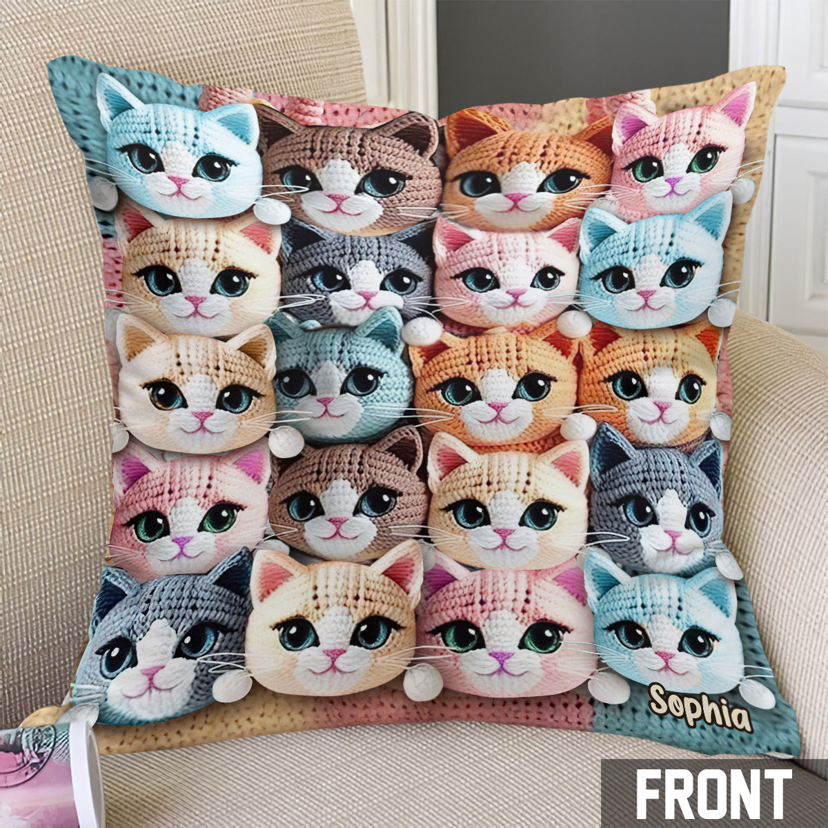Coussin décoratif personnalisé Chats mignons