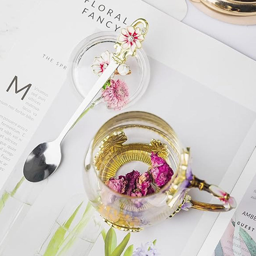 Meilleure maman du monde - Tasse à thé en verre personnalisée avec motif floral pour maman