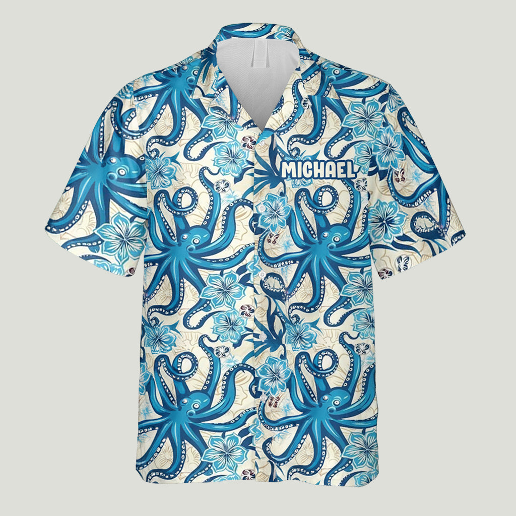 Chemise hawaïenne personnalisée « Poulpe cool » - Amoureux de la mer