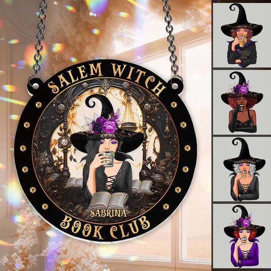Club de lecture Salem Witch - Ornement attrape-soleil personnalisé à suspendre à la fenêtre, inspiré des sorcières de Salem 