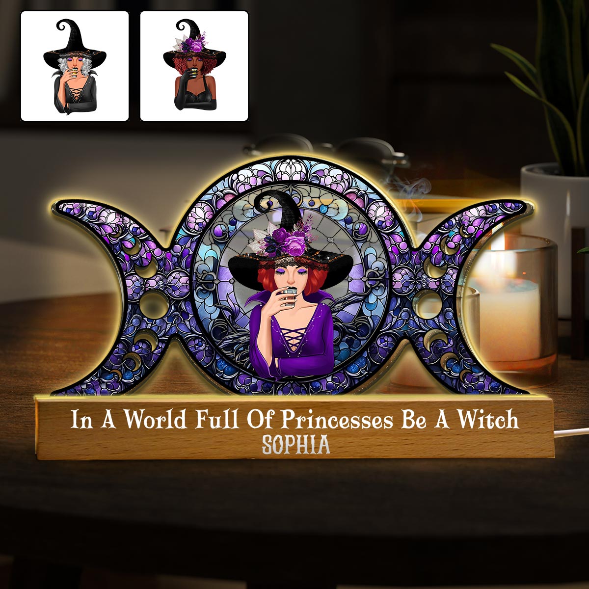In A World Full Of Princesses Be A Witch - Personalized Witch Shaped Led Night Light