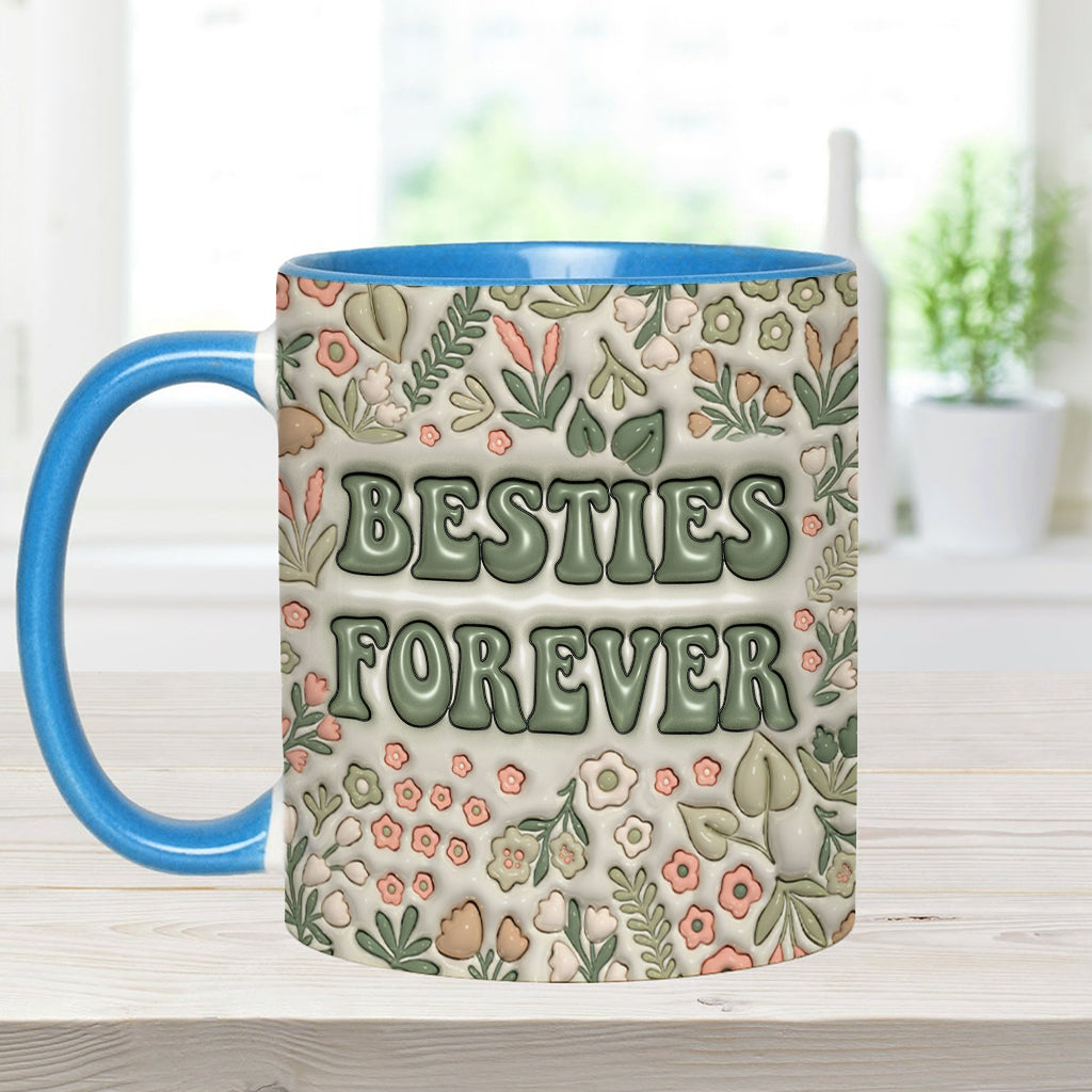 Besties Forever Floral - Personalized Bestie Accent Mug